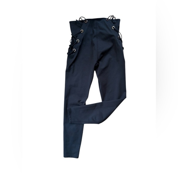 Good American High Rise Lace Up Black Leggings Size 3 10 Stretch Fitted - Picture 4 of 9